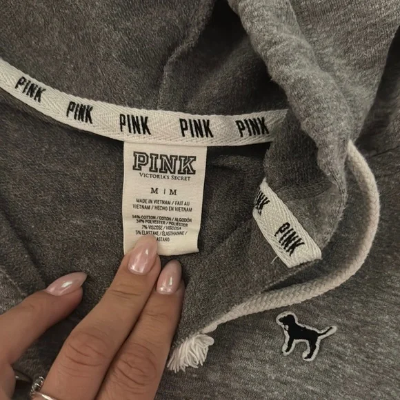 PINK Victoria's Secret Gray and Pink Sweater with Hood - Picture 2 of 3